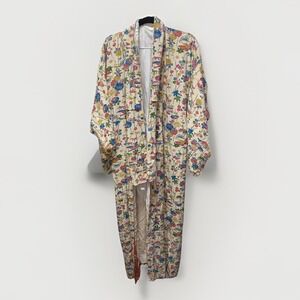 Handmade Kimono Women's Long Floral Japanese Silk Haori Coat Crane‎ Bird Boho